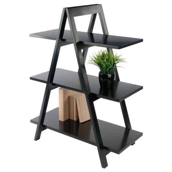 Contemporary Home Living 3-Tier A-Frame Wooden Shelf - Black - 38.25"