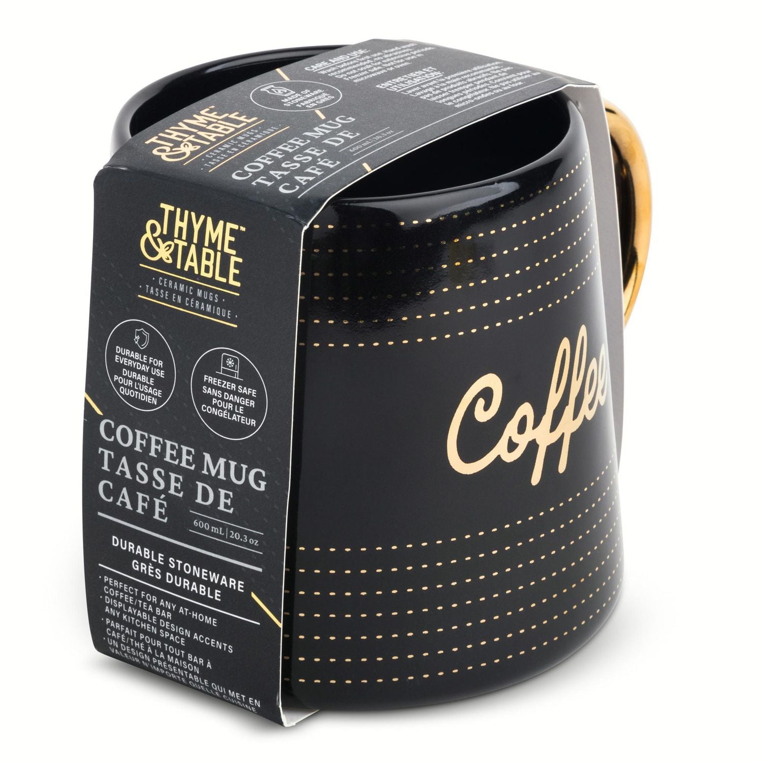 Thyme & Table Grès Tasse à café 20 fl oz, Noir tasses à café