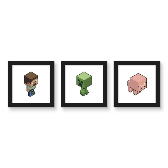 Gallery Pops Minecraft - Core Adventure Isometric Characters Wall Art Bundle (3-Pack)