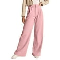 thumbnail image 6 of KALE Linen Pants Women Palazzo for Women's Trousers Solid Color Thin Pocket High Waist Wide Leg Suit Casual Women's Pants Pink, 6 of 8