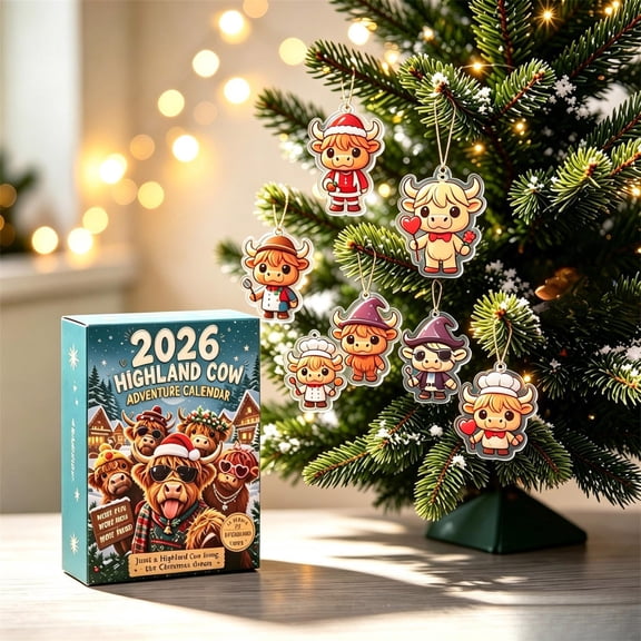 Clearance! Christmas Advent Calendar 2026,2d Christmas Cattle Countdown Calendar with 24 Pendants, Christmas Tree Advent Calendar for Kids Girls