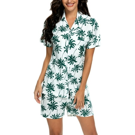 

Tugege Pajamas Set Womens Short Sleeve Sleepwear Button Down Nightwear Pj Sets
