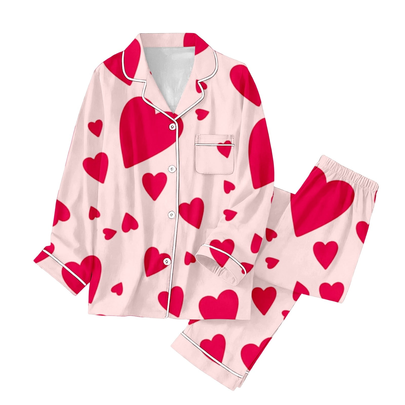 XIYON Women's Pajama Set Valentines Heart Printed Matching Couples