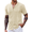 Beige, variant on COOFANDY Mens Vintage Shirts Short Sleeve Button Up Knitted Polo Shirts Casual Beach Summer Shirt