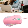 thumbnail image 5 of Ratón con cable, color rosa, diseño ergonómico, retroiluminado RGB, detección de movimiento, cable de 5,9 pies, ratón para juegos, estudio de oficina, 5 of 5
