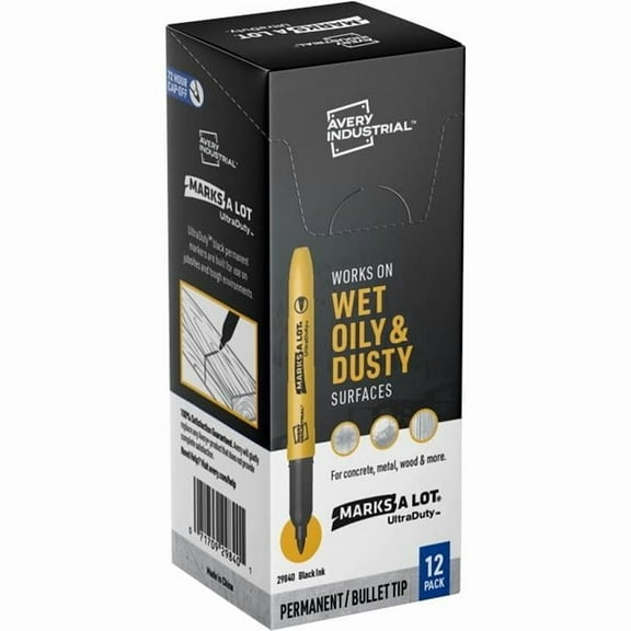 Avery AVE29840 Permanent Bullet Marker, Black - Pack of 12