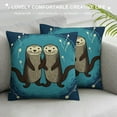 thumbnail image 3 of QZHH Heart Shaped Sea Otters In Love Cushion Cover Throw Pillow Covers Outdoor Sofa Decor Fall In Love Romantic Funny Teal Pillow Cases  For Couple Bedding Chair, 3 of 5