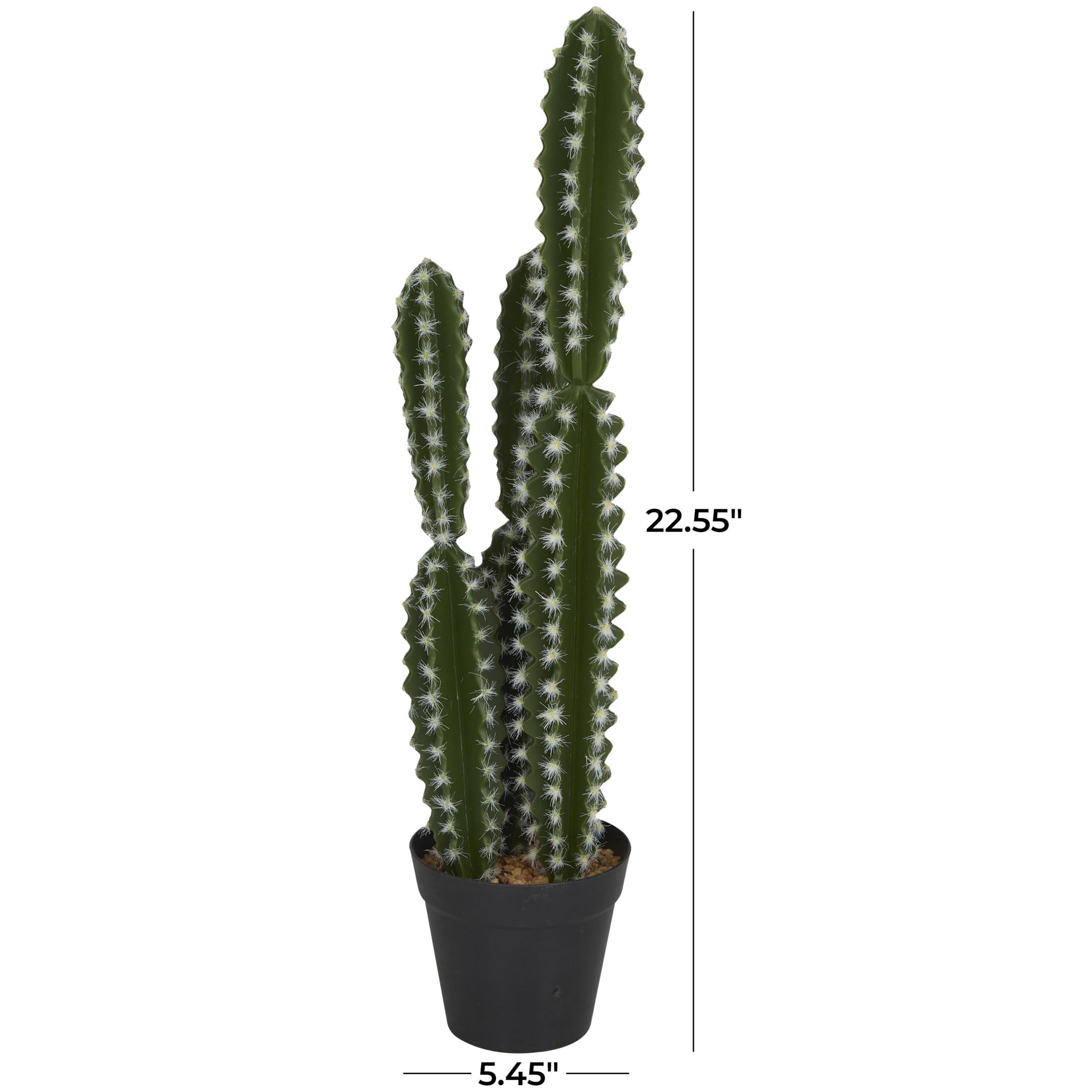 DecMode 23" Artificial Cactus Plant in Realistic Leaves and Black Round Pot