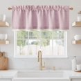thumbnail image 2 of NICETOWN Linen Valance for Windows, Double Layer Farmhouse Kitchen Valance, Rod Pocket Light Filtering Ventilated Fabric Valance, Pink, 52"x18", 1 Panel, 2 of 8