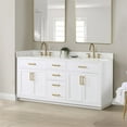 thumbnail image 3 of Gavino 72" Wood Vanity in White with Grain White Composite Stone Top no Mirror, 3 of 14