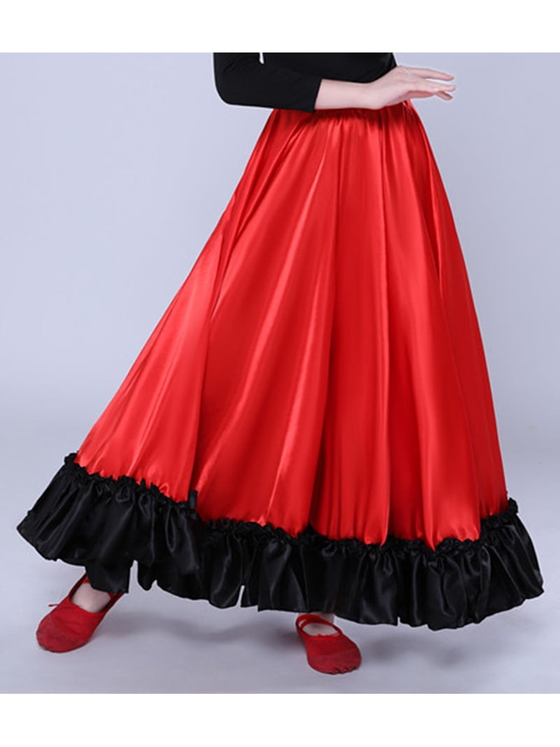 iiniim Kids Girls Ruffles Layers Long Skirt Spanish Flamenco Belly Dance  Skirts Gypsy Folklorico A Red 180 Degree 5-6 - Walmart.com