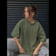 thumbnail image 5 of Camisetas Oversize para Mujer, Camisetas Vintage de Algodón, Cuello Redondo, Corta, Túnicas Lavadas de Verano. Verde L, 5 of 9