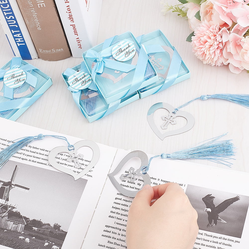 Stainless Steel Bookmarks Polyester Tassel Bookmark Heart Pattern 163mm DIY
