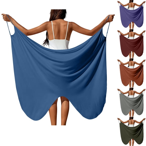 Brqkzdu Swimsuit Coverup for Women Sarong Long Pareo Bathing Suit Coverups Spaghetti Strap Loose Fit Bikini Cover Up Beach Dress