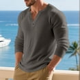 thumbnail image 4 of Men's Henley Sweatshirts Loose Long Sleeve Button Pullover Shirt Casual Lightweight Sweater Fall Outifts, 4 of 5