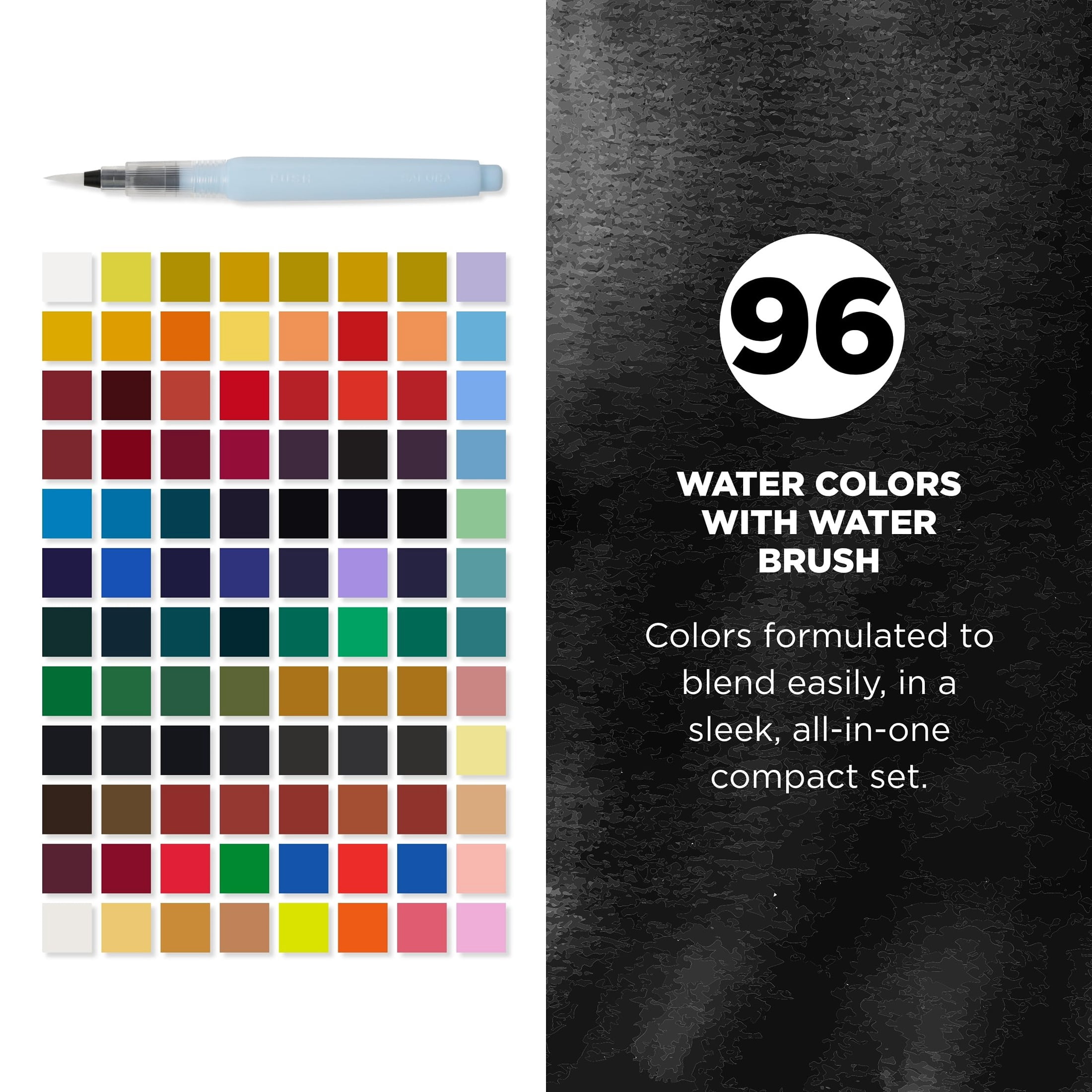 Sakura Koi Studio Kit - Watercolor Sets for Studio Art or Art On the Go - 96 Colors - 1 Water Brush - 1 Palette