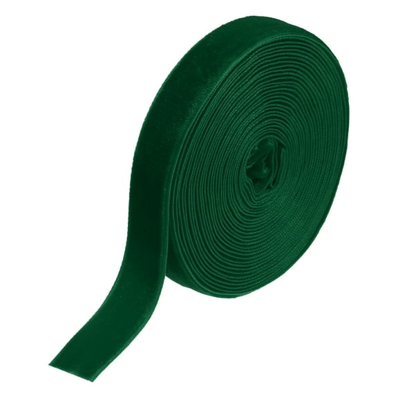Uxcell Velvet Ribbon 3/4 Inch x 5 Yard Single Face Spool Silky Velvet Fabric for Bouquets DIY Crafts Gift Wrapping Wedding Party Deep Green
