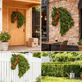 thumbnail image 5 of Christmas Horse Door Cover 33x42 cm Holiday Front Porch Door Banners Decoration Pine Mane Bow Saddle Background Hanging Doors Banner for Indoor Outdoor Winter Farmhouse Party Decor, 5 of 9