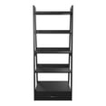 thumbnail image 2 of Stryi 5-Shelf and 1-Drawer Solid Wood Ladder Bookcase, Black, 2 of 7