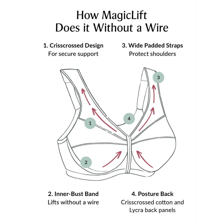 Glamorise MagicLift Front-Closure Posture Back Wirefree Bra 1265 (Women's &  Women's Plus)