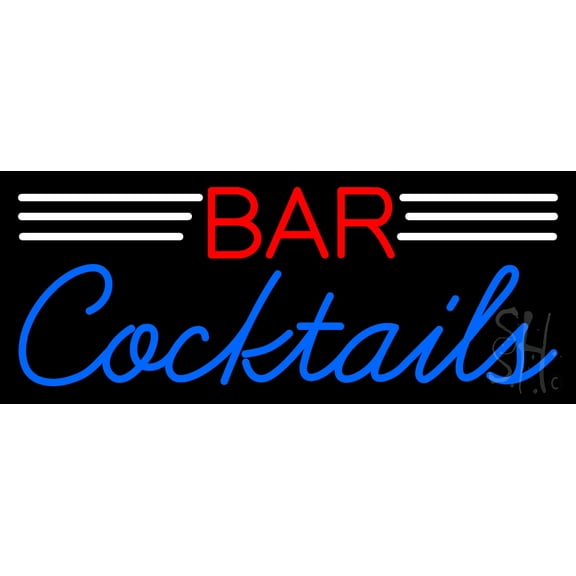 Bar Cocktails LED Neon Sign 13 x 32 - inches, Clear Edge Cut Acrylic Backing, with Dimmer - Bright and Premium built indoor LED Neon Sign for Bar decor.