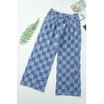 thumbnail image 5 of Women's Dusk Blue Checkered Denim Wide Leg Jeans | [ZhiHiMeRi] | 8, 5 of 12