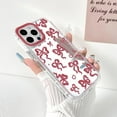 thumbnail image 2 of TRAHOO-Compatible with iPhone 15 Pro Max Case Cute Mirror Bow Love Heart Pattern for Women Girls Ribbon Design Shockproof Silver Protective Phone Cover - Wine Red Bow, 2 of 4