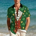 thumbnail image 5 of VBTAPA Men's St. Patrick's Day Shirts Funny 3D Print Short Sleeve Button Down Shirt Stylish Casual Hawaiian Shirts Green XXXL, 5 of 9