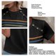 thumbnail image 5 of Camiseta de Mujer Cuello Redondo Botón de Hombro Manga Corta Patrón de Rayas Elegante Casual Mujer Top de Verano para Vacaciones Diario Negro M, 5 of 6
