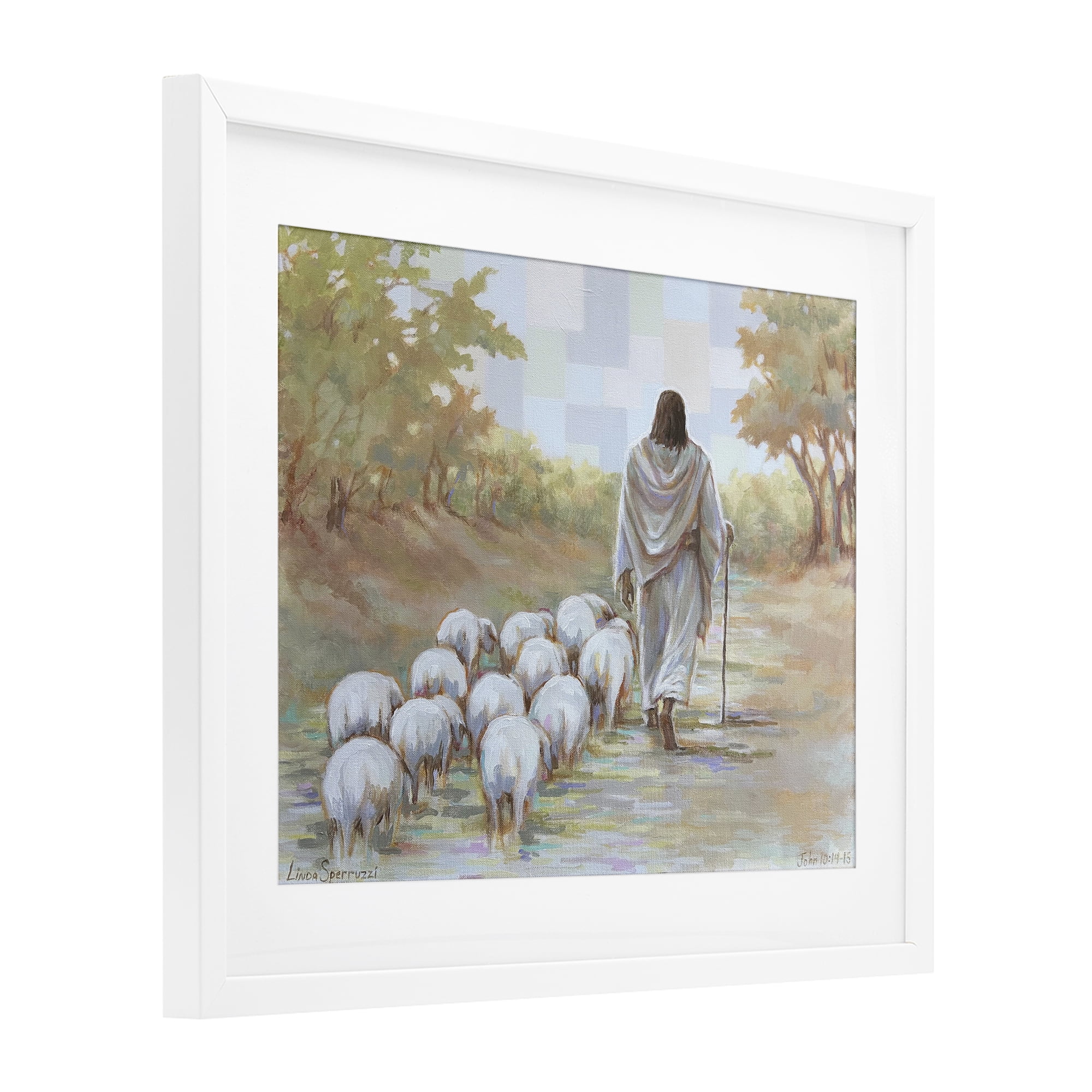 Stupell Industries Lead On Good Shepherd White Framed Print Under Glass, design by Linda Sperruzzi