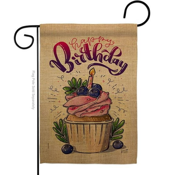 Angeleno Heritage G135234-BO Birthday Cupcak Celebration Double-Sided Decorative Garden Flag, Multi Color
