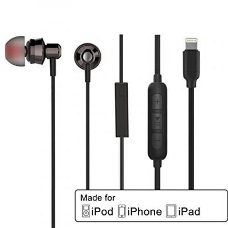 Apple MFI Certified New Bee Lightning Earphones with Microphone Volume Control for iPhone 7