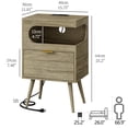 thumbnail image 2 of Mesita de noche moderna Nightstand Veegle con cajón de almacenamiento, color gris, 2 of 9