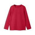 thumbnail image 4 of Loopsun Boys Girls Fall Shirts, Children's Casual Sports Solid Color Long Sleeve Round Neck T-shirt Top Red 4-5 Years, 4 of 5
