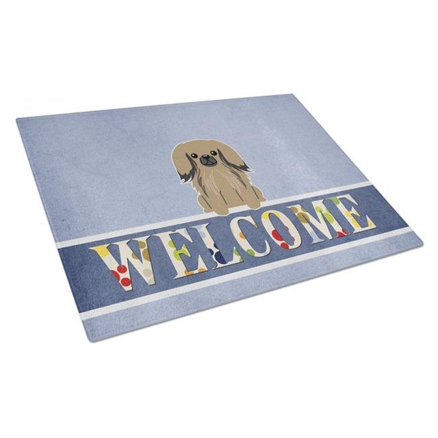 Carolines Treasures BB5683LCB Pekingnese Tan Welcome Glass Cutting Board - Large