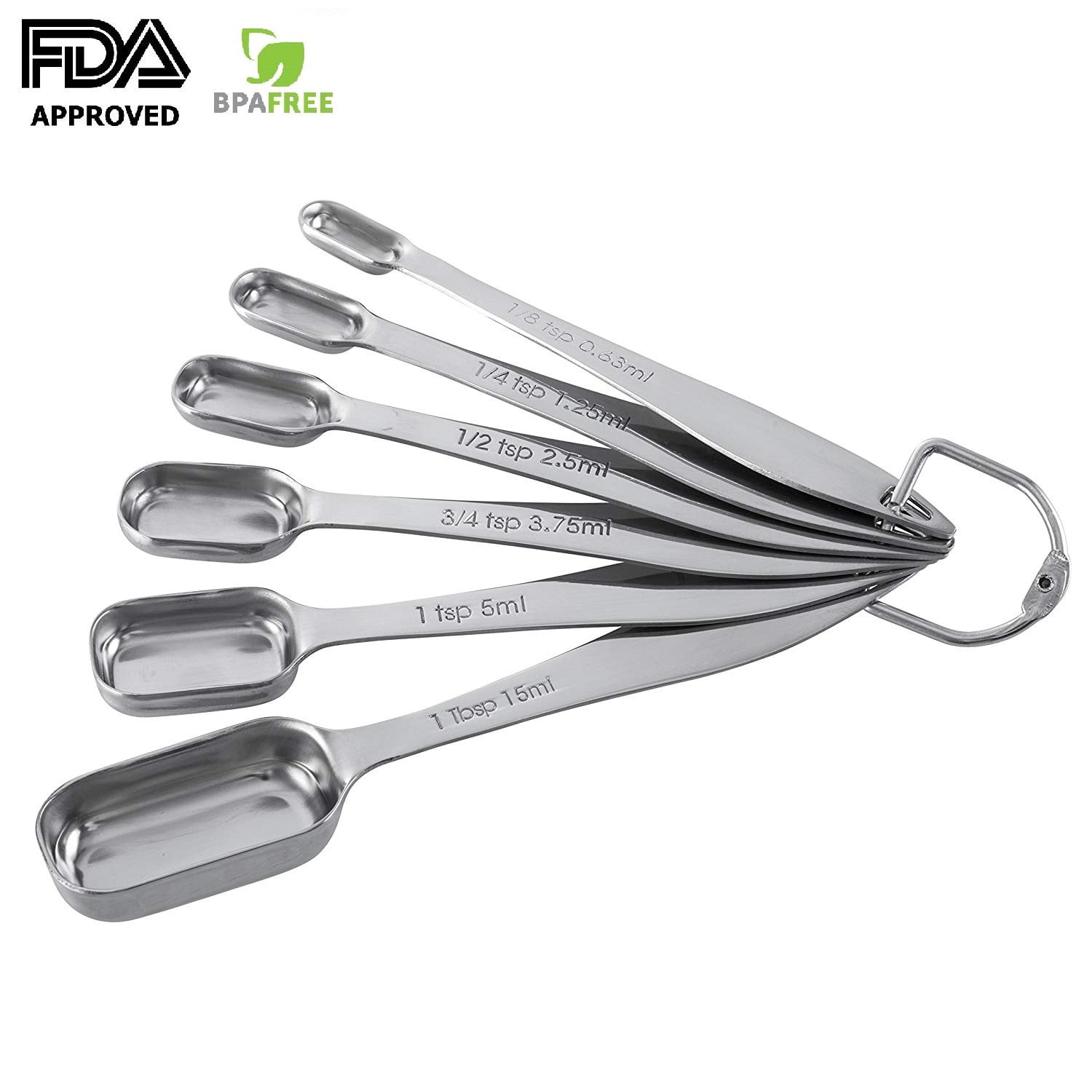 Heavy Duty Stainless Steel Metal Measuring Spoons for Dry or Liquid