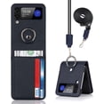 thumbnail image 1 of Ultra Slim Leather Wallet Case Compatible With Samsung Galaxy Z Flip 3 With Card Slots Lanyard, 1 of 3