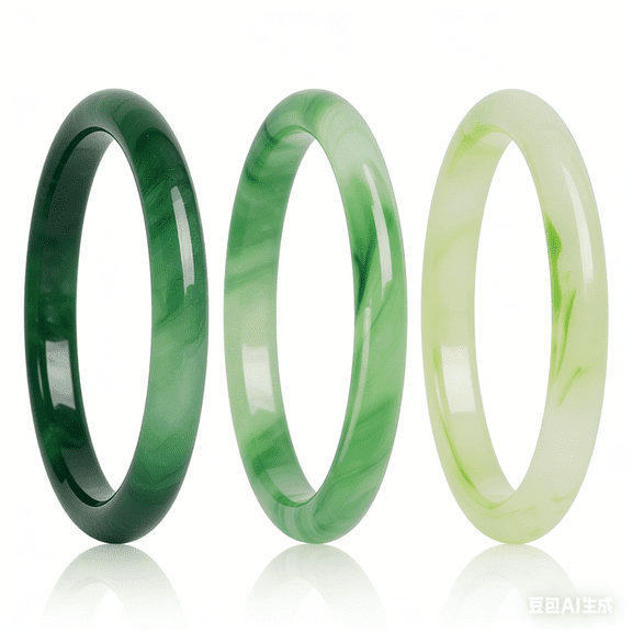 3 Pcs Natural Jade Bangle Bracelet for Women, Good Luck Bangle Wealth Healing Bracelet for Mother Grandmother, Christmas Birthday