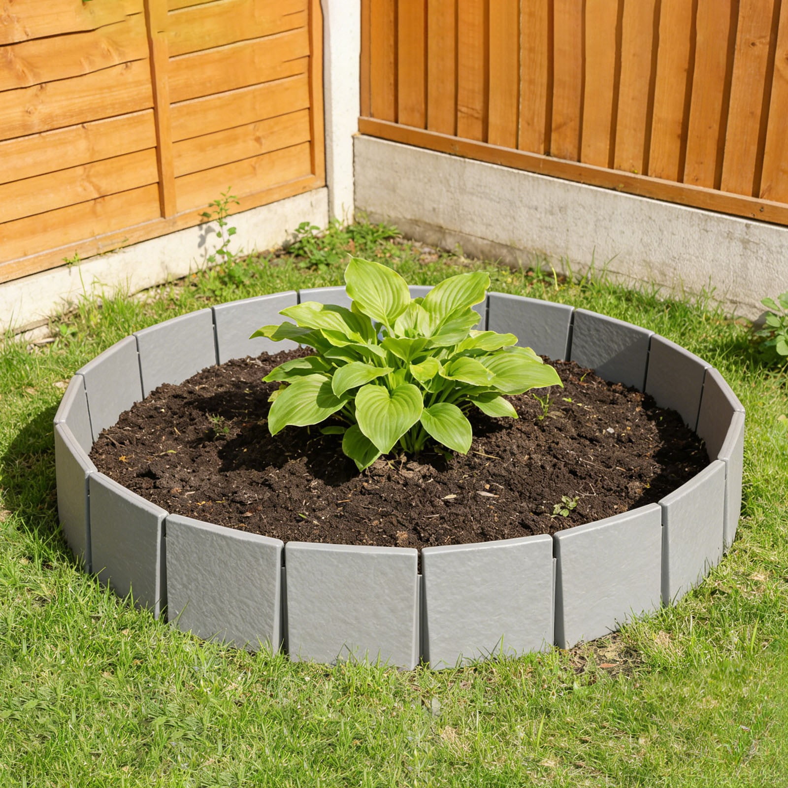Garden Edging Fence 5 Pack Stones Look Plastic, Interlocking Landscape Border for Flower Beds, Yards and Outdoor Decorative Garden Edging