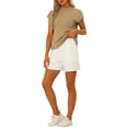thumbnail image 2 of INSPIRAR CHIC Conjuntos de 2 Piezas Casual para Mujeres, Top Suelto de Manga Corta y Shorts de Cintura Alta, XL Caqui Blanco, 2 of 5