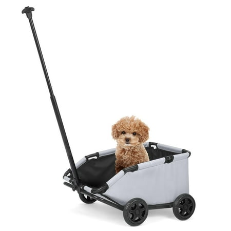 Wedyvko Mini Dog Stroller  Foldable Strollers for Mini Pets with Storage Bag  Built-in Cushion and Safety Rope  Shopping Catrs with Extendable Pull Handle  Dog Carrier with Wheels (Light Grey)