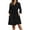 Black, variant on Women Robes Knee Length Waffle Knit Soft Bathrobe Lightweight Loungewear