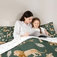 thumbnail image 4 of Castle Fairy Wildlife Giraffe Lion Elephant Full Size Bedding Sets 7 Pieces,Tropical Jungle Animal Full Size Bed in a Bag,Dark Sage Cream,Reversible, 4 of 7