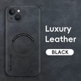 thumbnail image 2 of ELEHOLD For iPhone 13 Luxury Leather Magnetic Shockproof Case Slim Drop Protection Cover, Lens & Screen Protection, Compatible with Magsafe, Skin-Friendly, Black, 2 of 9