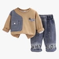 thumbnail image 5 of KPOPLK Toddler Baby Boy Clothes Solid Color Long Sleeve Crewneck Sweatshirt Top Casual Pants Set 2Pcs Fall Winter Outfits Clothing Light Yellow 2-3 Years, 5 of 9