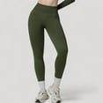 thumbnail image 3 of Women's Seamless High Waist Compression Leggings with Sculpting Back Detail and Stretch Knit Fabric - Medium, Olive Green, 3 of 5