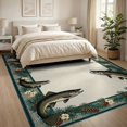 thumbnail image 3 of ODIKA 8'x10' Washable Area Rug Durable, Non-Slip Fishing Country Lake Scene With Vintage Fish And Pine Border for Living Room, Under Sectional, Family, 3 of 7