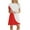 Red, variant on Womens Summer Plus Size Dresses Casual Color Block Patchwork Print Mini Sundress Tunic Round Neck Short Sleeve Dress