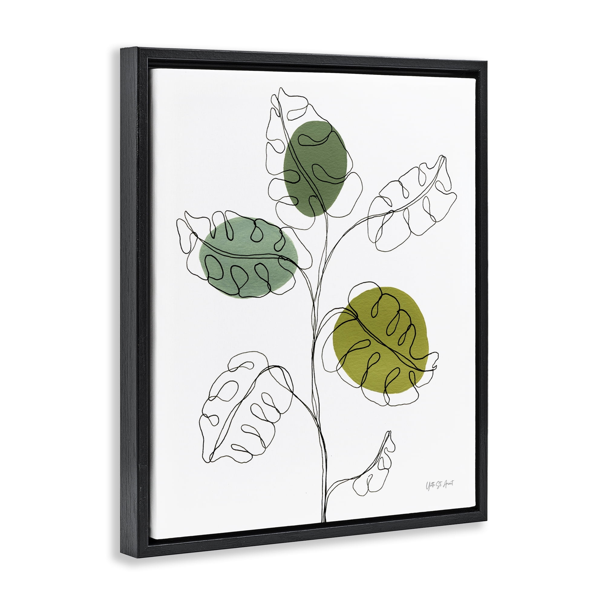 Stupell Industries Modern Garden Leaves Botanical & Floral Painting Black Floater Framed Art Print Wall Art, 17 x 21