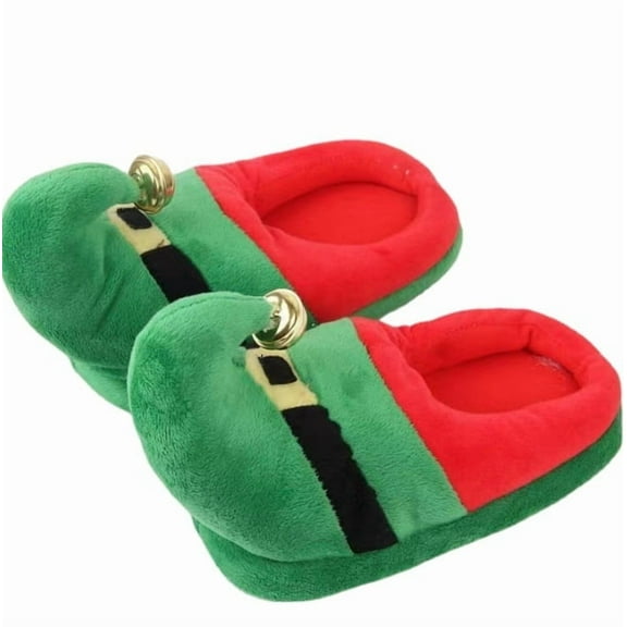 Christmas Themed Slippers with Bell Hat - Warm Anti-Slip Unisex Home Indoor Shoes with Fur Lining